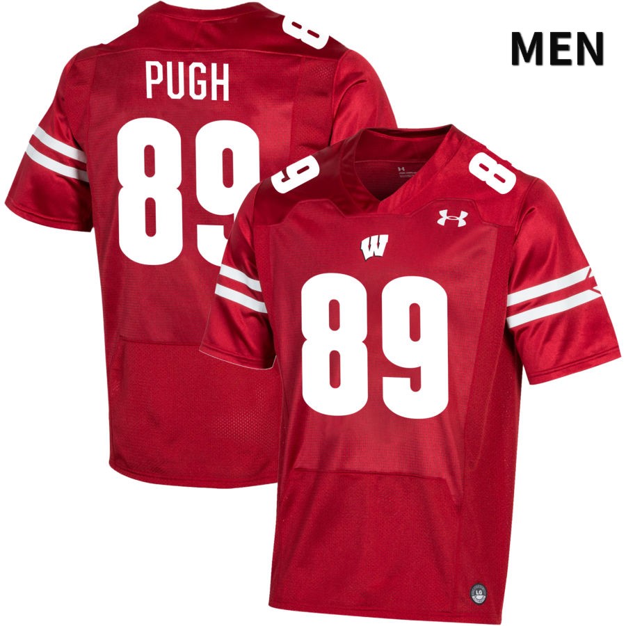 Wisconsin Badgers Men's #89 Jack Pugh NCAA Under Armour Authentic Red NIL 2022 College Stitched Football Jersey CD40A61VW